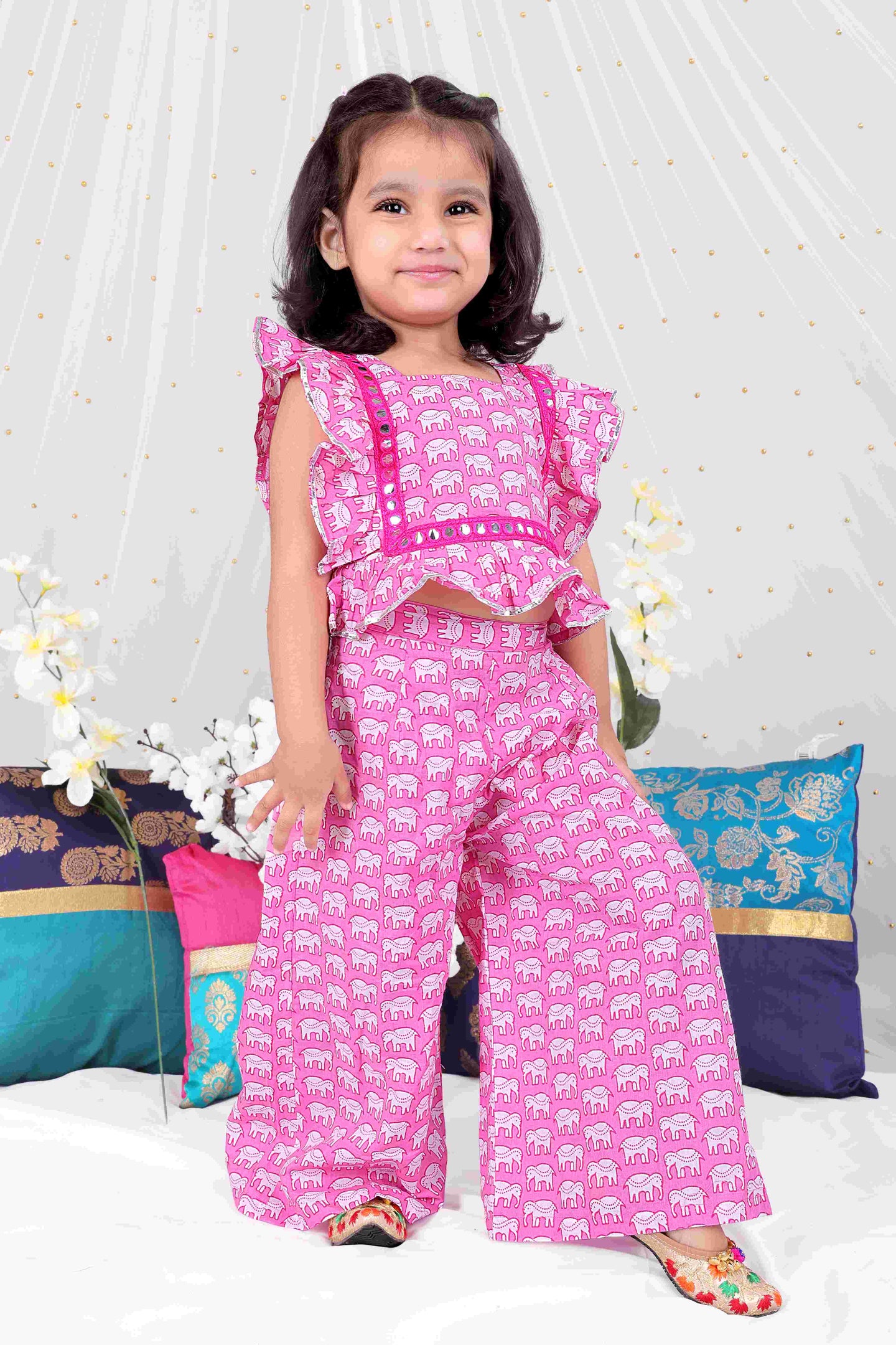 KID1 Elephant Print Palazzo Set Pink