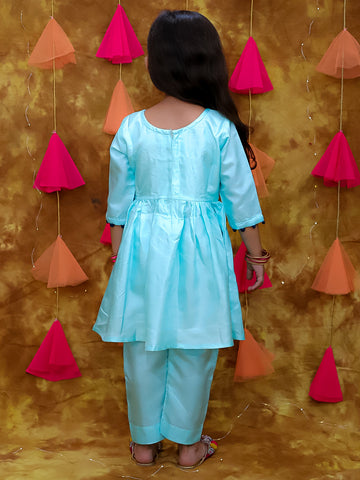 KID1 Sequins Flower Kurti Pants Turquoise