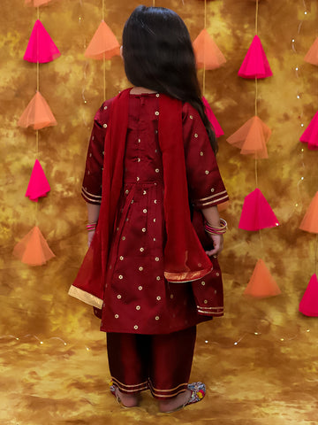 KID1 Bindu Anarkali Pant Set Maroon
