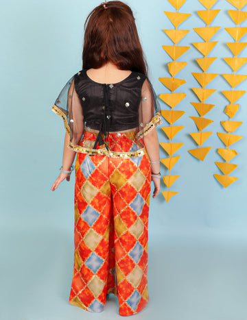 KID1 Sequins Cape Top With Palazzo Black