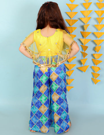 KID1 Sequins Cape Top With Palazzo Yellow