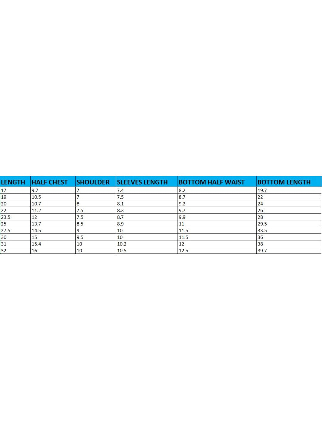 Size Chart