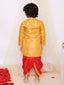 KID1 Festive Jacquard Kurti Dhoti Set For Girls With Festive Jacquard Sherwani Dhoti For Boys - Yellow