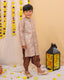 KID1 Chanderi Jacquard Sherwani Dhoti Set Beige