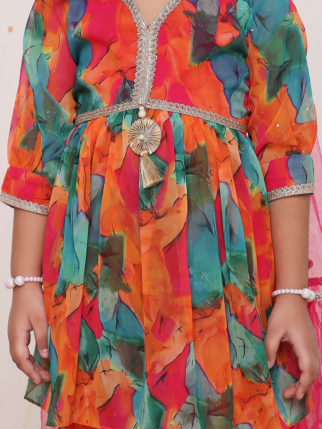 KID1 Sparkle Georgette Sharara Set With Sequins Dupatta Multi