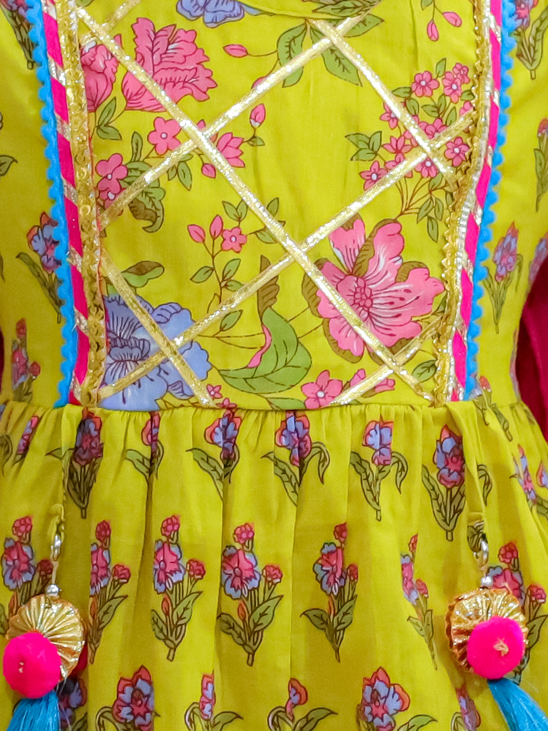 KID1 Buti-Jaal Kurti Sharara Set Yellow