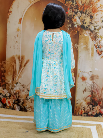 KID1 Anmol Kurti Sharara Set Green