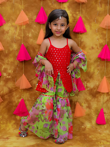 KID1 Malang Mirror Sharara Set Green