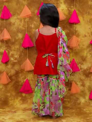 KID1 Malang Mirror Sharara Set Green