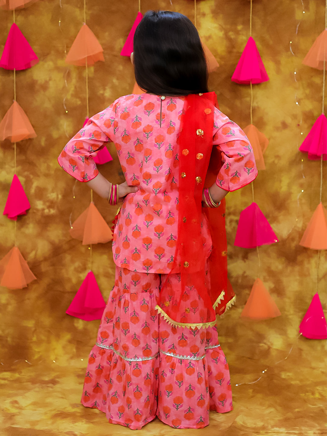 KID1 Bela Kurti Sharara Set Peach