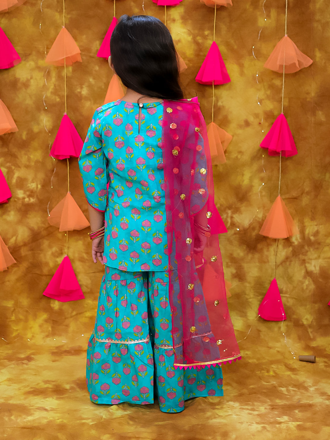 KID1 Bela Kurti Sharara Set Turquoise