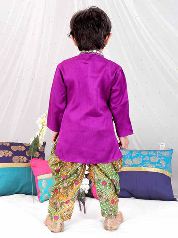 KID1 Gota-Work Kurta with Dhoti  Pants Purple
