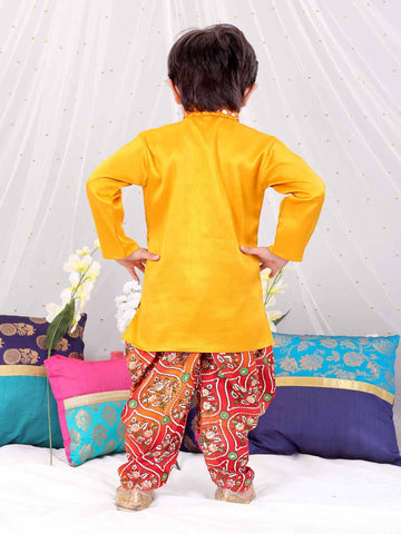 KID1 Gota-Work Kurta with Dhoti Pants Yellow