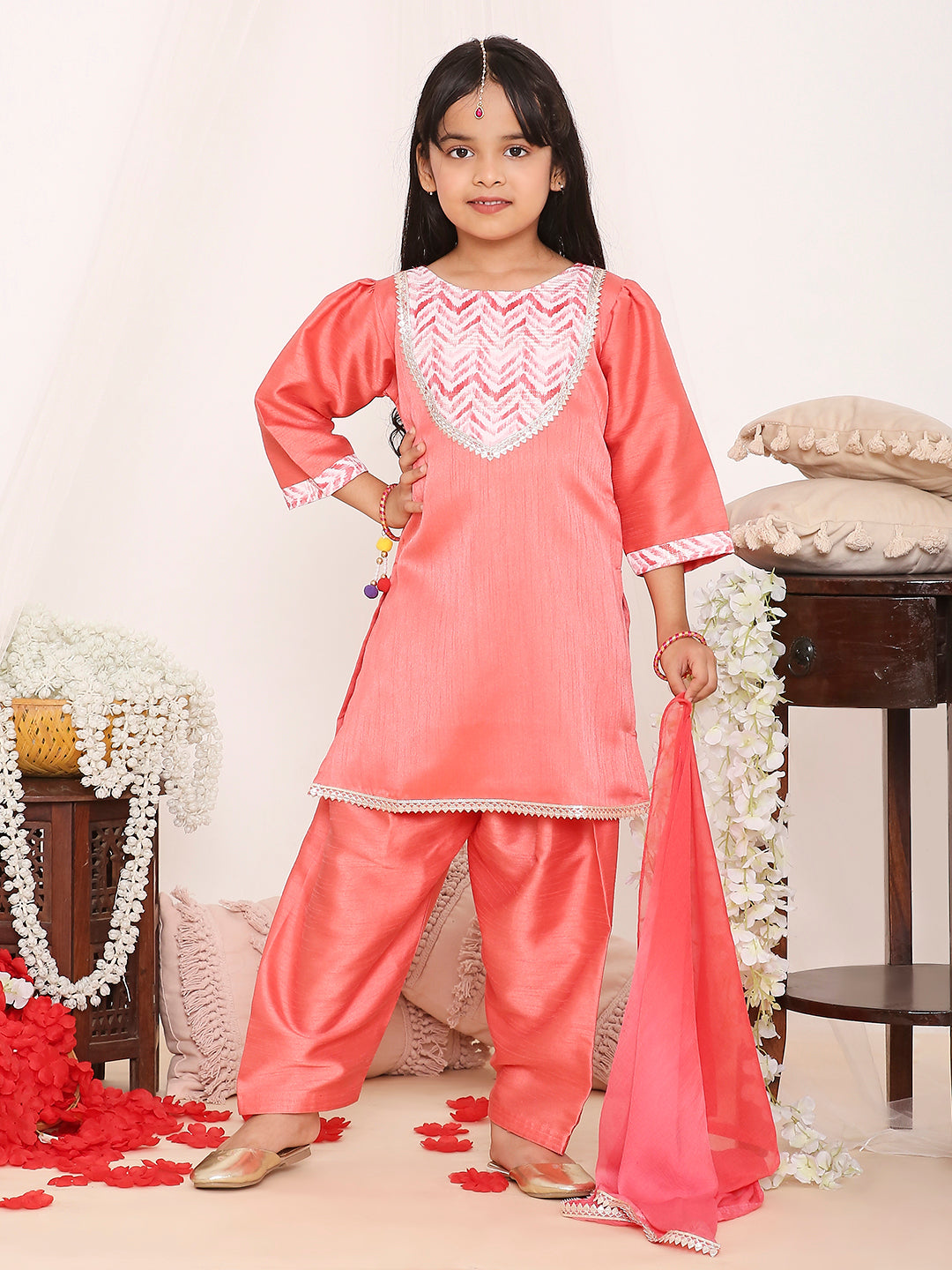 KID1 Simran Kurti Salwar Set Peach