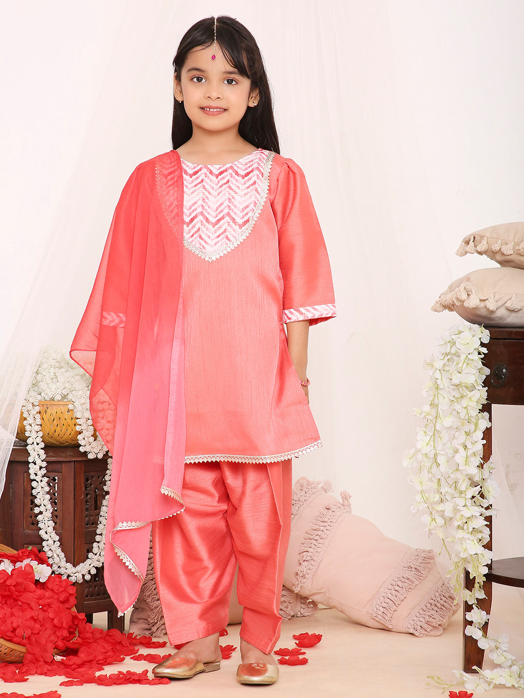 KID1 Simran Kurti Salwar Set Peach