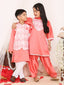 KID1 Simran Kurti Salwar Set For Girls With Samar Attached Jacket Kurta Pyjama For Boys - Peach