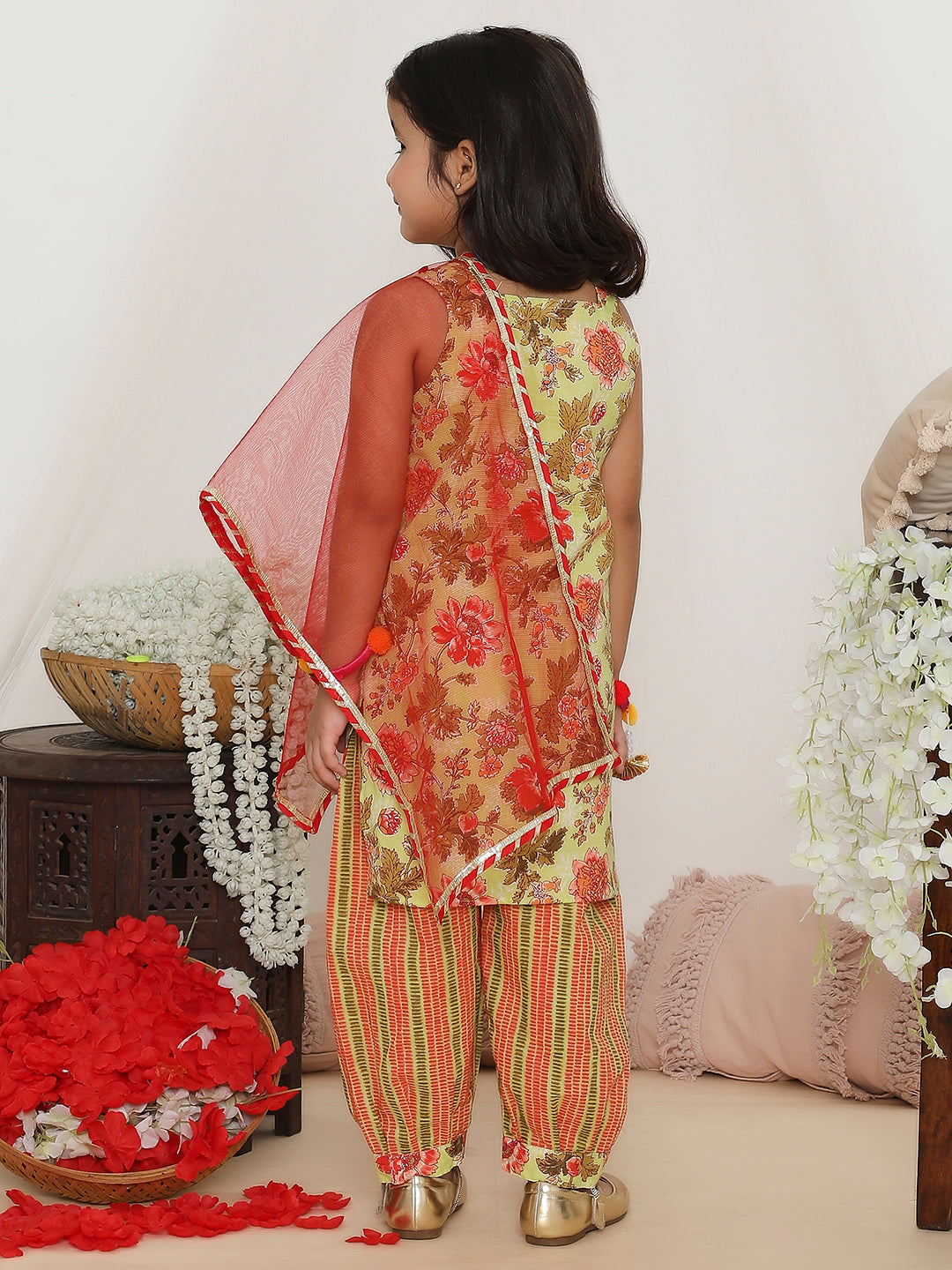 KID1 Gulabo Kurti with Afghani Pants Green