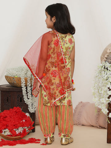 KID1 Gulabo Kurti with Afghani Pants Green