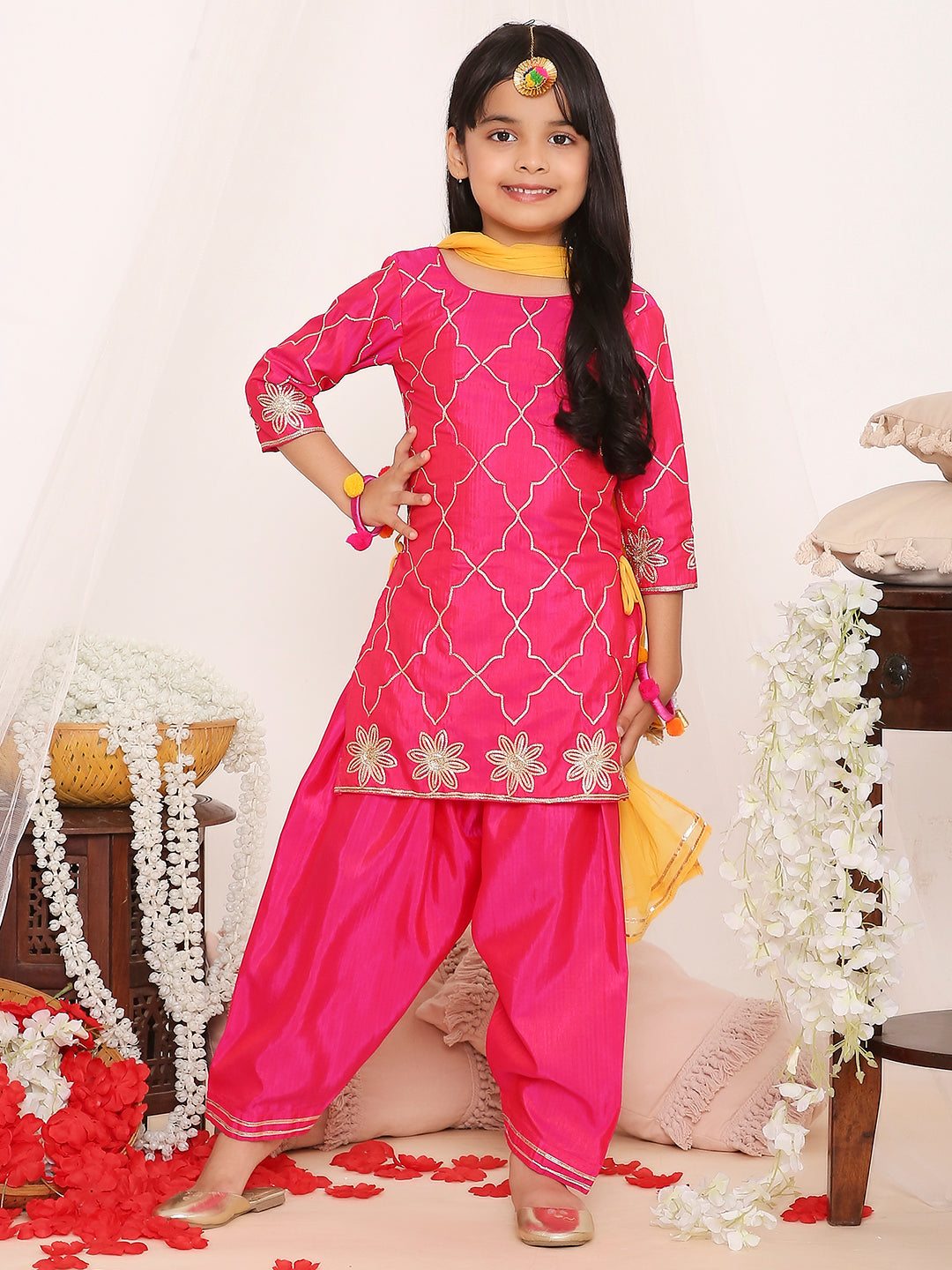 KID1 Gota Patti Kurti Salwar Pink