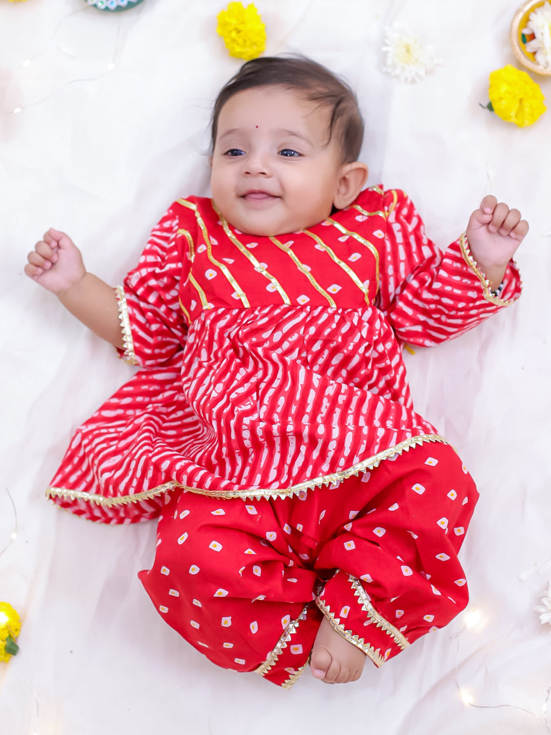 KID1 Bela Peplum Top With Pant Red