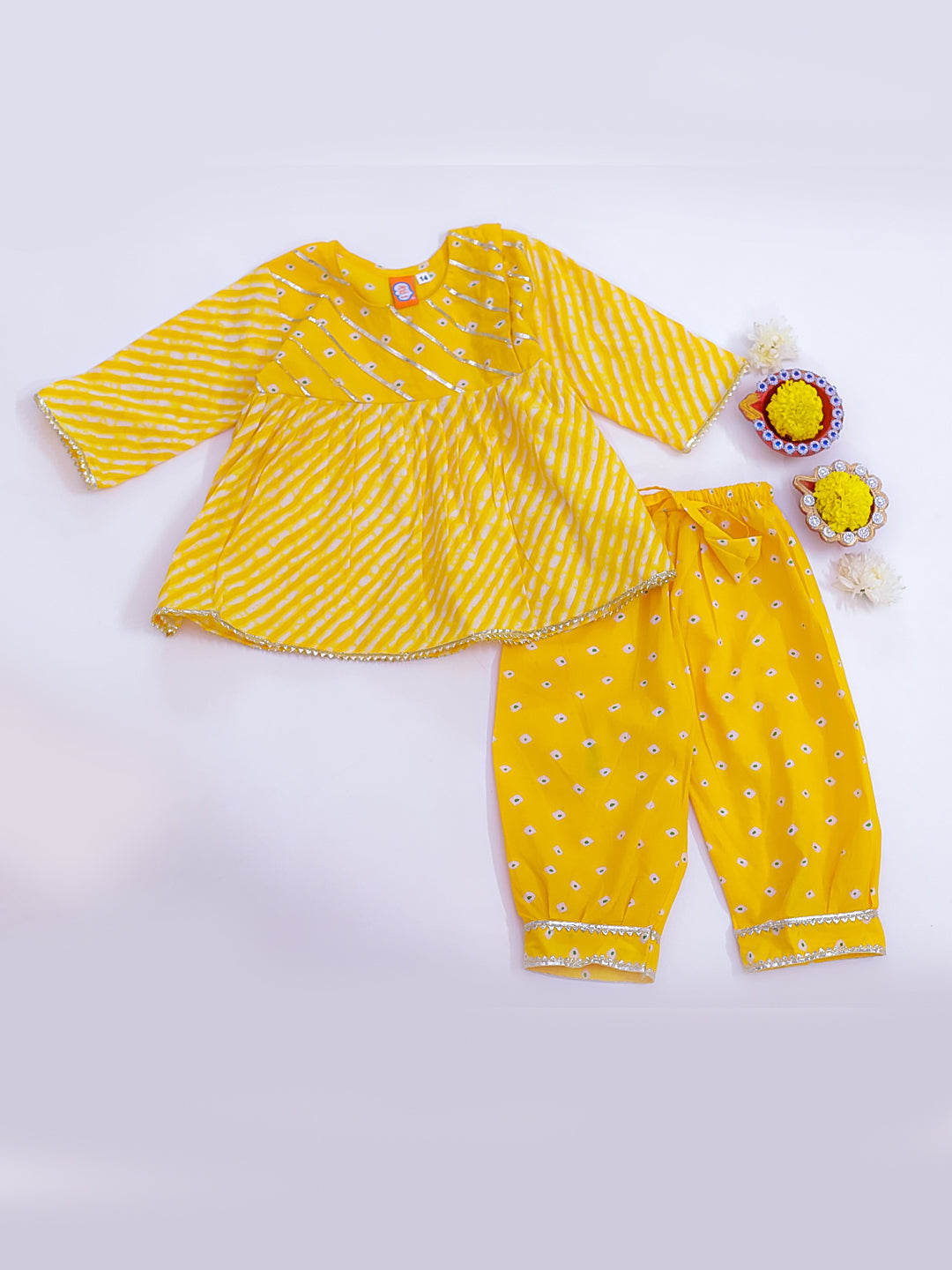 KID1 Bela Peplum Top With Pant Yellow