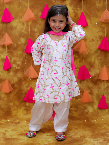 KID1 Chandini Punjabi Suit White