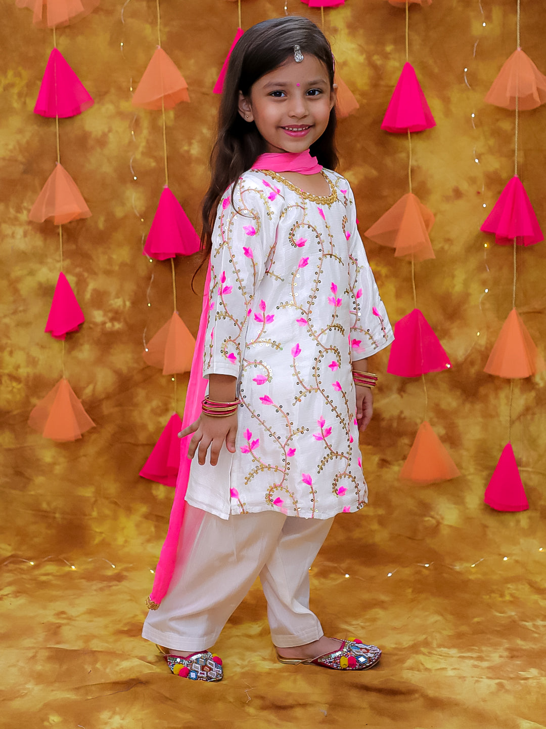 KID1 Chandini Punjabi Suit White