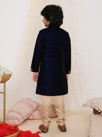 KID1 Royal Velvet Sherwani Set Blue