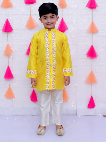 KID1 Rose Bliss Sherwani Set Yellow