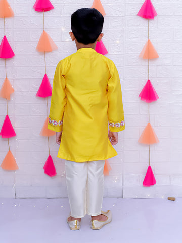 KID1 Rose Bliss Sherwani Set Yellow
