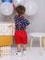 KID1 Summer Shirt and Shorts Set With Bow Tie and Suspenders Blue