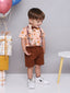 KID1 Summer Shirt and Shorts Set With Bow Tie and Suspenders Peach