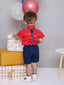 KID1 Summer Shirt and Shorts Set With Bow Tie and Suspenders Red