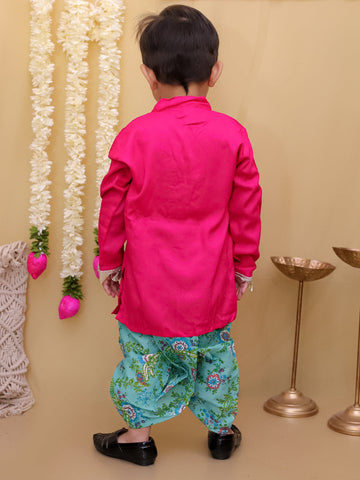 KID1 Kurta With Floral Dhoti Pink