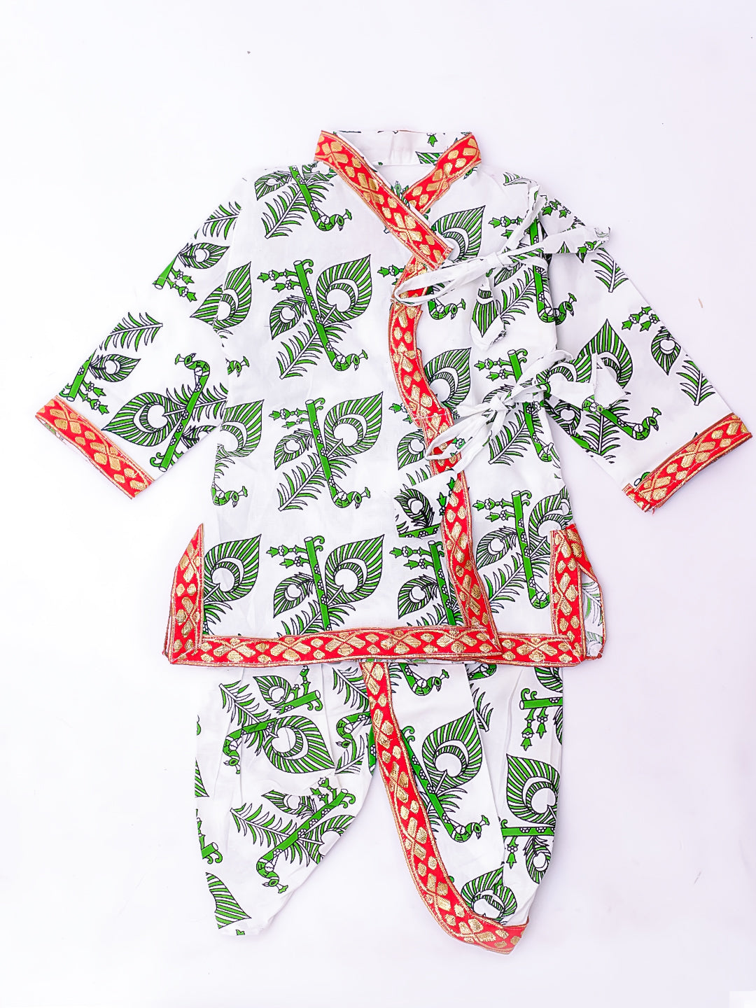 KID1 Printed Angharakha Kurta Dhoti White