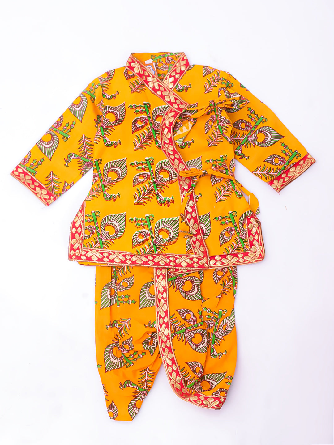 KID1 Printed Angharakha Kurta Dhoti Yellow