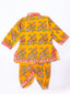 KID1 Printed Angharakha Kurta Dhoti Yellow