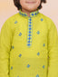 KID1 Aari Embroidered Handloom Kurta With Dhoti Green