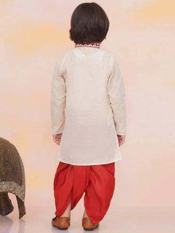 KID1 Aari Embroidered Handloom Kurta With Dhoti Offwhite