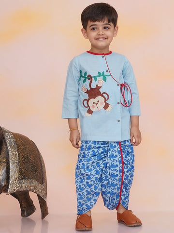 KID1 Badmaash Bandar Kurta Dhoti Blue