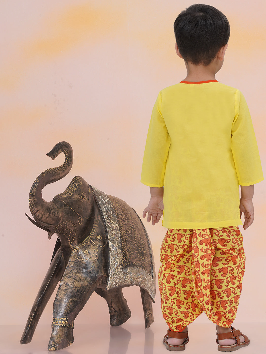KID1 Badmaash Bandar Kurta Dhoti Yellow