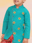 KID1 Leela Choli with Printed Lehenga & Crushed Dupatta For Girls With Morpankh Embroidered Dhoti Set For Boys - Green