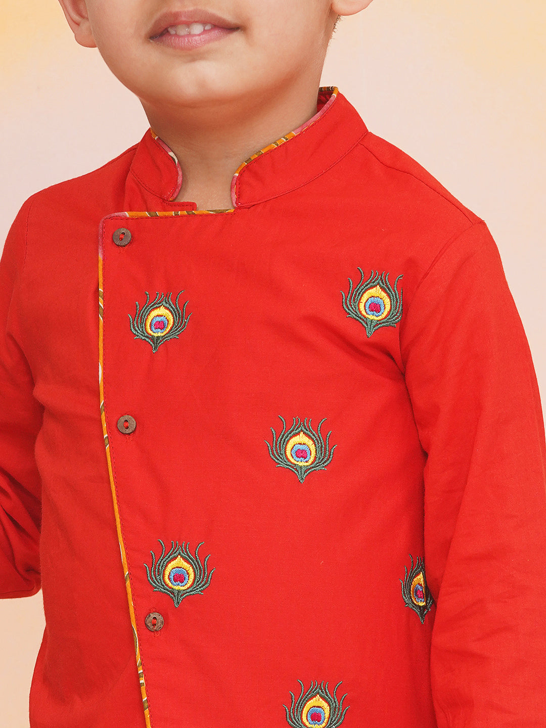KID1 Morpankh Embroidered Dhoti Set Red