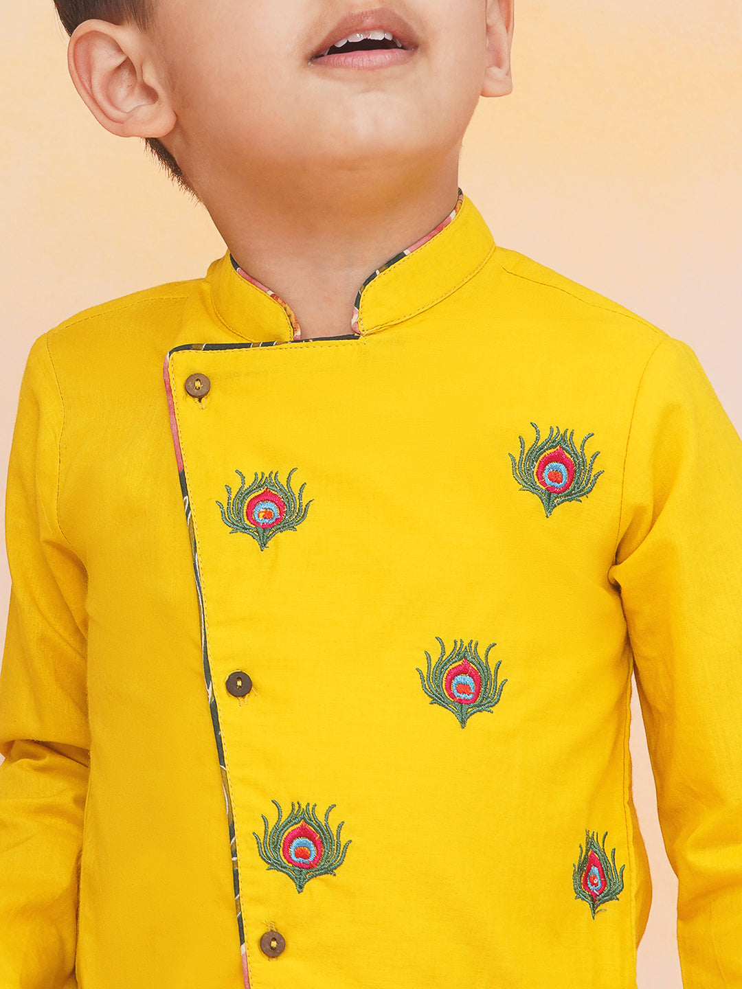 KID1 Morpankh Embroidered Dhoti Set Yellow