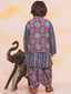 KID1 Floral Jacket With Motiff Printed Kurta And Dhoti Set Blue