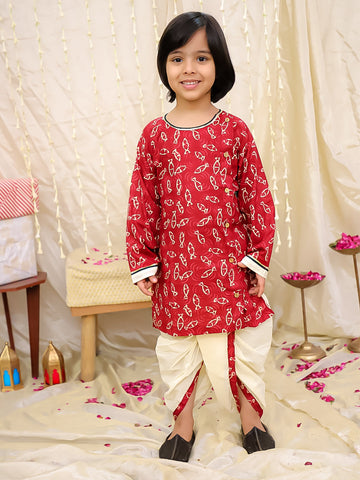 KID1 Jaltarang Kurta Dhoti Set Maroon