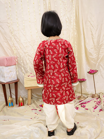KID1 Jaltarang Kurta Dhoti Set Maroon