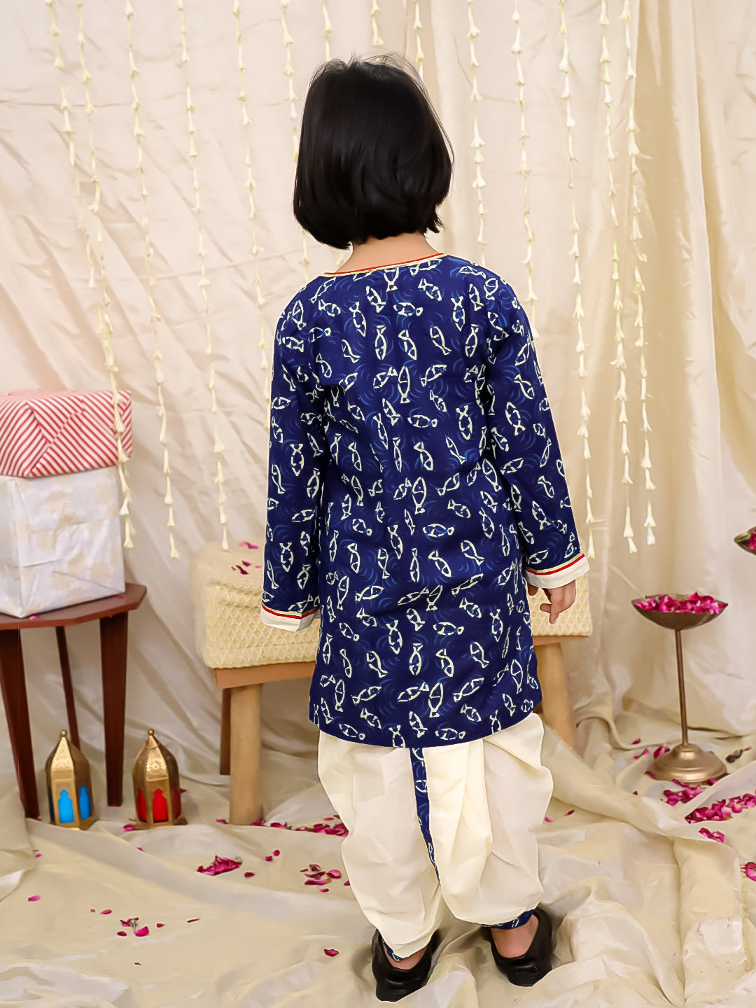 KID1 Jaltarang Kurta Dhoti Set Navy Blue