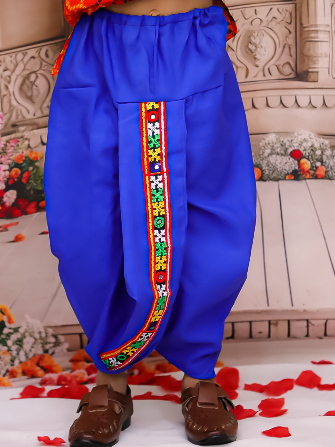 KID1 Dandia Mania Dhoti Set For Girl With Colourama Navratri Kurta Dhoti Set For Boys - Orange
