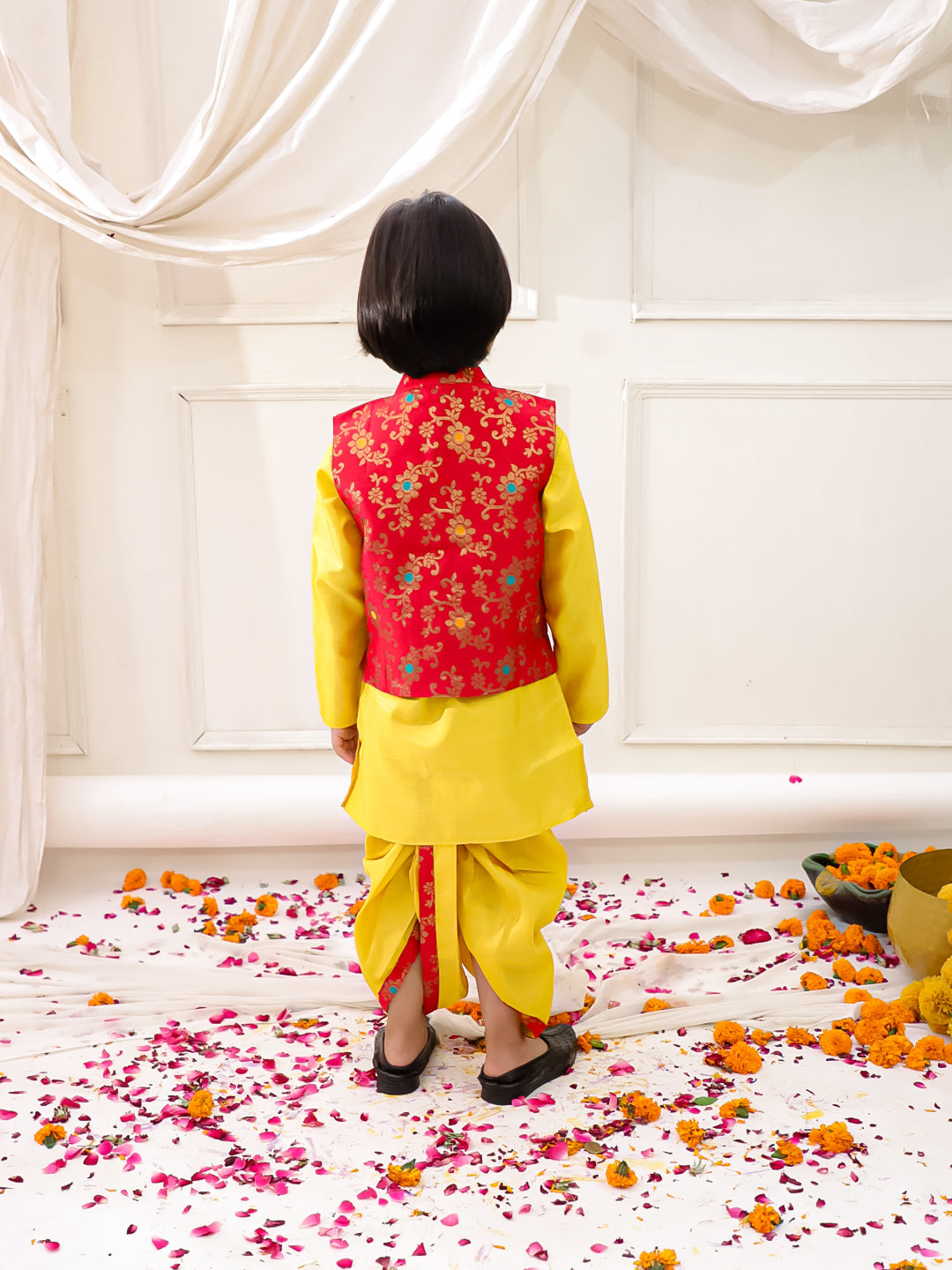 KID1 Royal Kurta Dhoti With Jacket Red